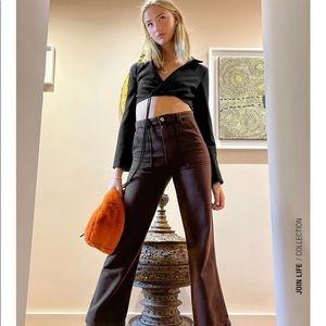 Zara high rise wide leg pants in black